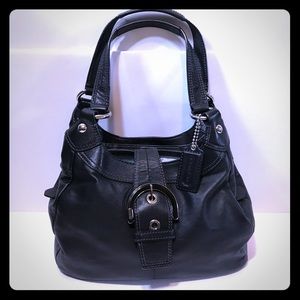 Coach black leather bag with blue lining
